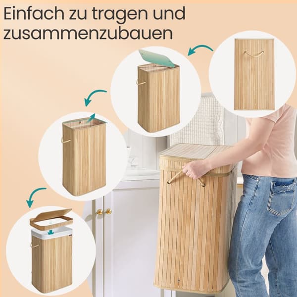 Vasketøjskurv, SONGMICS LCB063N01, 31,5x42,5x61 cm, Beige