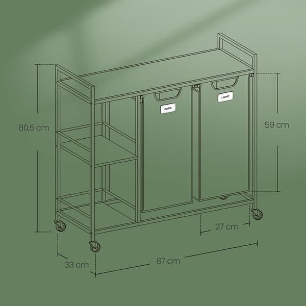 Vasketøjskurv, VASAGLE BLH311B02, 87x33x80.5 cm, Kastanje Sort Grå