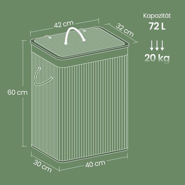 Vasketøjskurv, SONGMICS LCB010W01, 40x30x60 cm, Grå