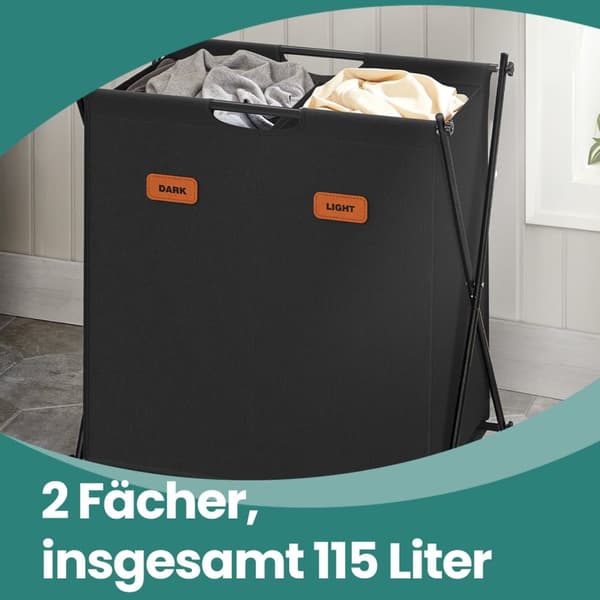 Vasketøjskurv, 155 liter, 60x40x66 cm, Sort