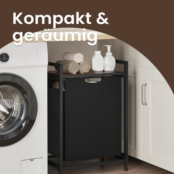 Vasketøjskurv, 2x46 L, Brun-Grå