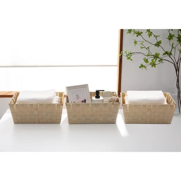 Set med 3 badrumsboxar, Polypropylen, 33 x 23 x 14 cm, Beige