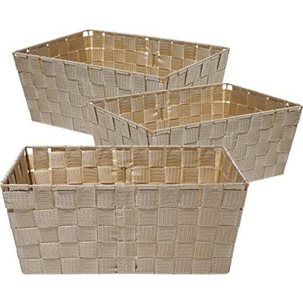 Set med 3 badrumsboxar, Polypropylen, 33 x 23 x 14 cm, Beige
