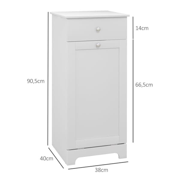 Rootzin kylpyhuonekalusteet - taitettavat pyykkikori - säilytyskaappi - kompakti muotoilu - 40L x 40b x 90,5h cm - valkoinen
