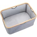 Miniatyrbild 3 av 4: WENKO Bahari hopfällbar tvättkorg, förvaringskorg för badrumstyg, 50 l kapacitet, polyester - bambu, grå - brun