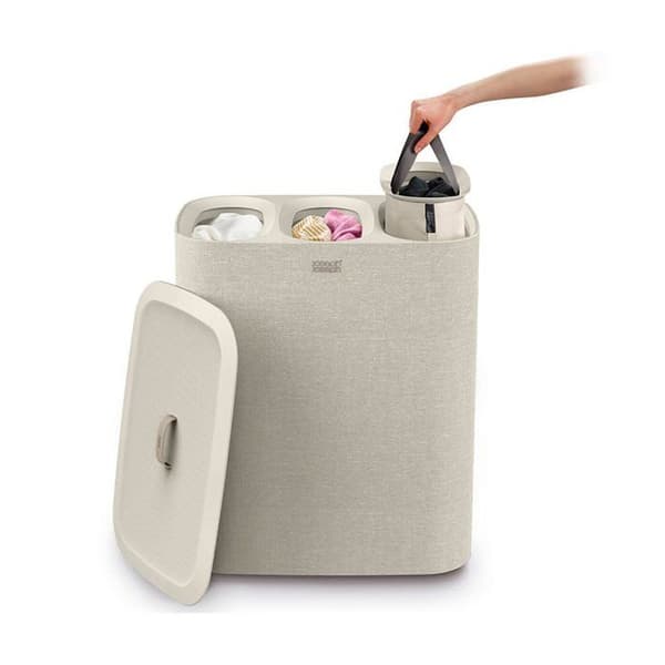 Separationskorg för tvätt - Joseph Joseph - Tota - 3 fack - 90 liter - Ecru