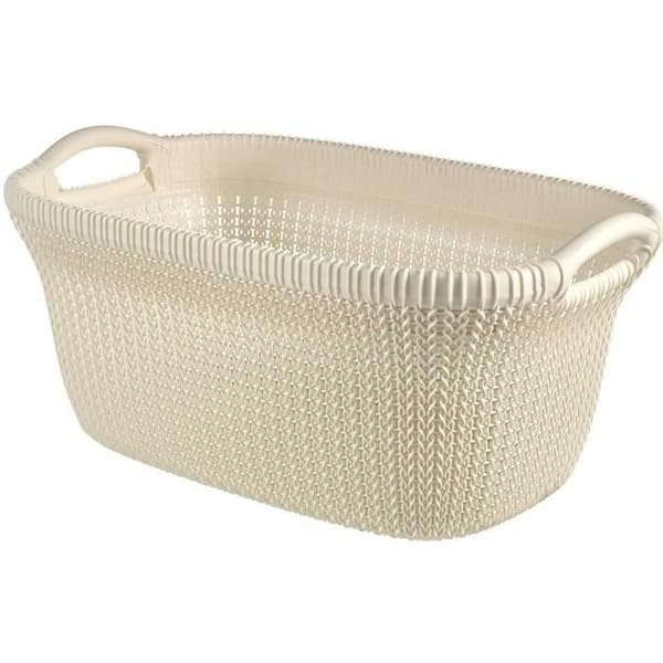 Tvättkorg - CURVER - stickad look - 40L - vit