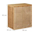 Miniatyrbild 4 av 6: Relaxdays Tvättkorg i bambu, förvaringskorg för tvätt 2 fack, tvättpåse 96 liter HxlxB: 62x56x35 cm, natur
