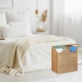 Miniatyrbild 5 av 6: Relaxdays Tvättkorg i bambu, förvaringskorg för tvätt 2 fack, tvättpåse 96 liter HxlxB: 62x56x35 cm, natur