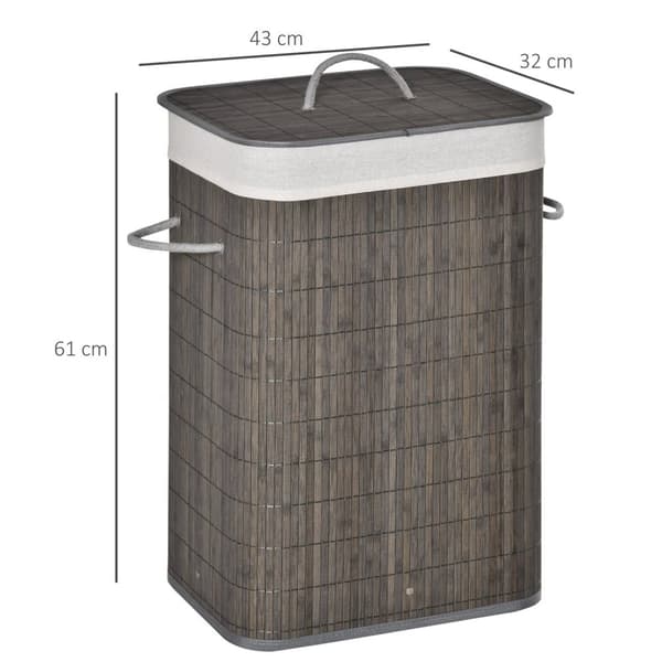 Rootzin pyykkikori kahvoilla - pestävä pyykkipussi - Rattan Hamper - Kestävä ja vedenkestävä - 43L x 32B X 61H CM