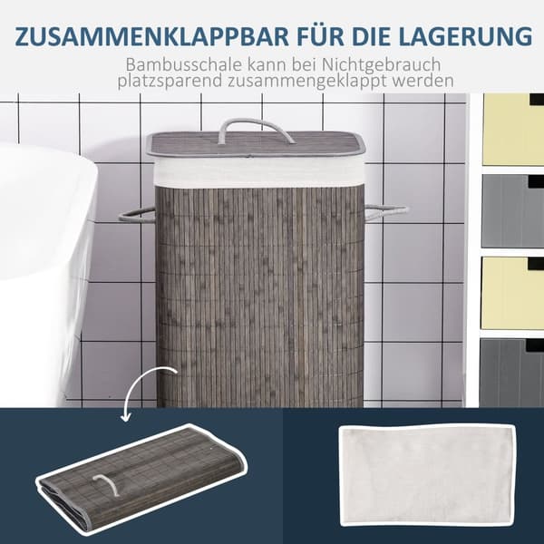 Rootzin pyykkikori kahvoilla - pestävä pyykkipussi - Rattan Hamper - Kestävä ja vedenkestävä - 43L x 32B X 61H CM