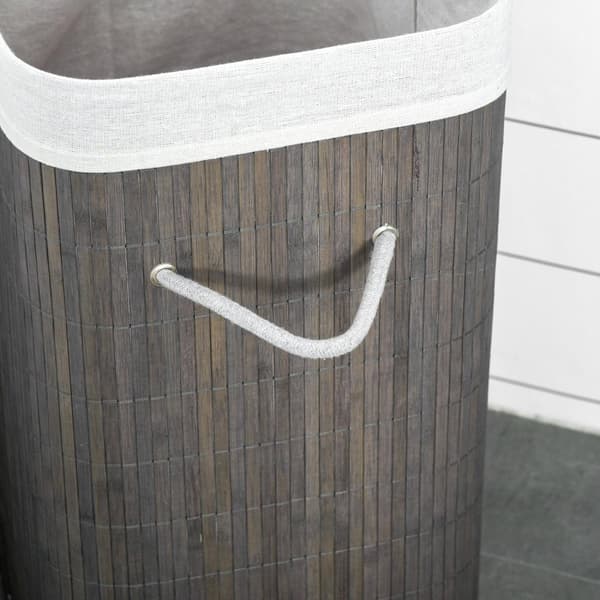 Rootzin pyykkikori kahvoilla - pestävä pyykkipussi - Rattan Hamper - Kestävä ja vedenkestävä - 43L x 32B X 61H CM