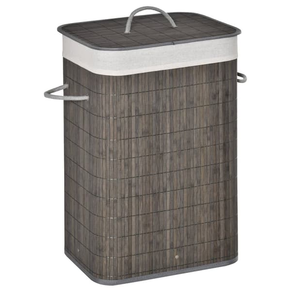 Rootzin pyykkikori kahvoilla - pestävä pyykkipussi - Rattan Hamper - Kestävä ja vedenkestävä - 43L x 32B X 61H CM