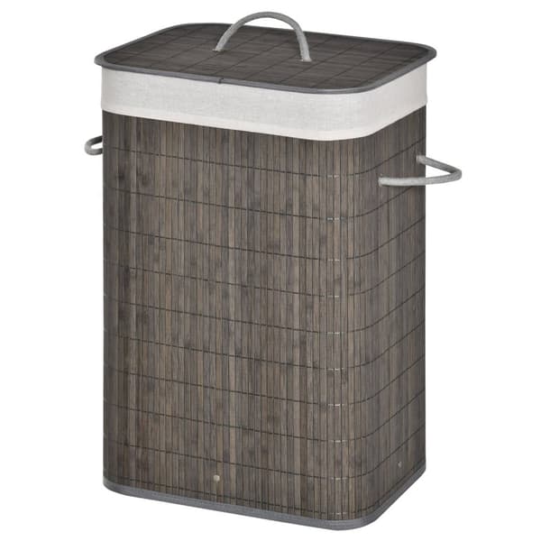 Rootzin pyykkikori kahvoilla - pestävä pyykkipussi - Rattan Hamper - Kestävä ja vedenkestävä - 43L x 32B X 61H CM