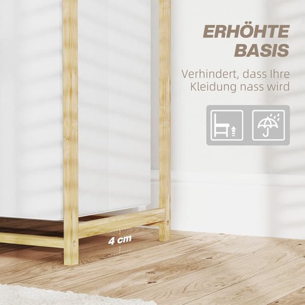 Rootz vaskeri kurv med taske - stofskuffe - bambusarrangør - Forbedret sortering - 70x36x70 cm hvid og brun