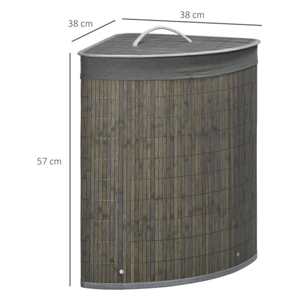 Rootz 55L -pesulakori - Pesulan lajittelija - Vaatteet Haittaa - Irrotettava laukku - 38x38x57cm - bambukehys, harmaa