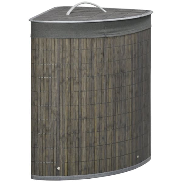 Rootz 55L -pesulakori - Pesulan lajittelija - Vaatteet Haittaa - Irrotettava laukku - 38x38x57cm - bambukehys, harmaa