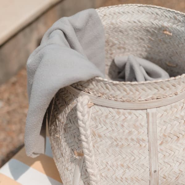 Rootz White Basket BIKU | Växtkorg | Tvättkorg | Stor Boho förvaringskorg rund gjord av bambu