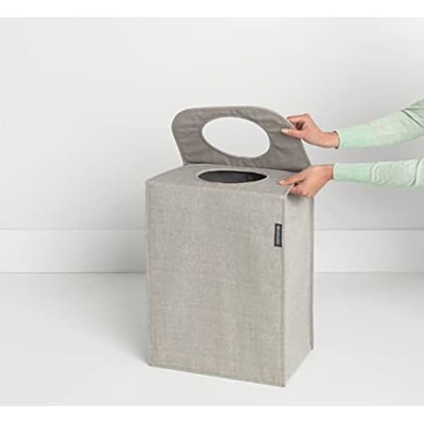 Rektangulär tvättpåse - Brabantia - Den vikbara toppen - Quick-Drop-öppning - Vit - 55 liter