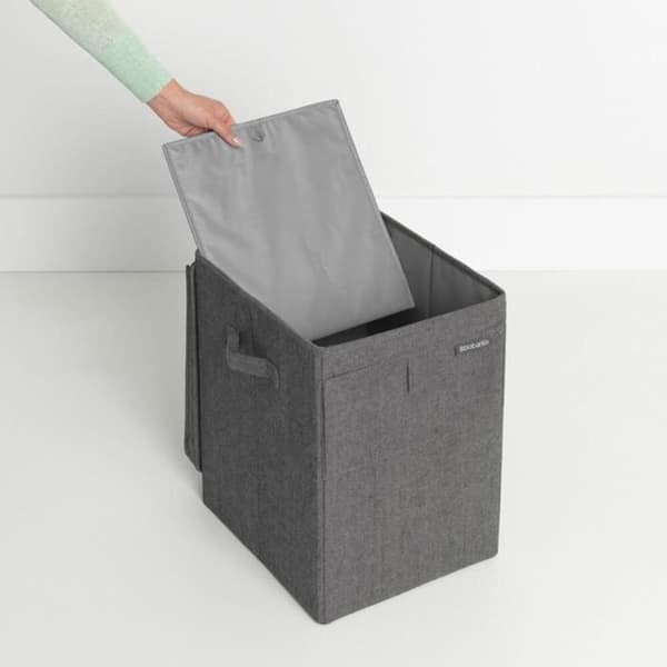Tvättkorg - BRABANTIA - 120442 - 35L - Peppar svart - Stapelbar - Med lock