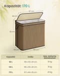 Pikkukuva 5 / 6: Wasmand – 170 Liter – Bamboe – 3 Compartimenten – Met Deksel – Bruin