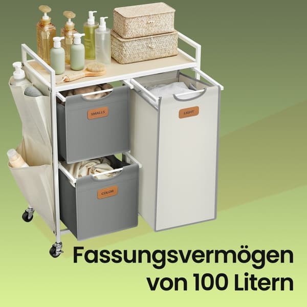 Pesulakori - 3 osastoa - luonnollinen beige - kyyhkynen harmaa - kerma valkoinen