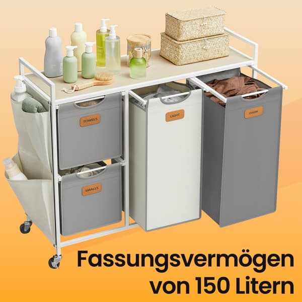Pesulakori - 4 osastoa - luonnollinen beige - kyyhkynen harmaa - kerma valkoinen