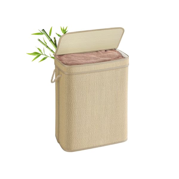 Vaskeri kurv - 90 liter - bambus - med låg - naturligt