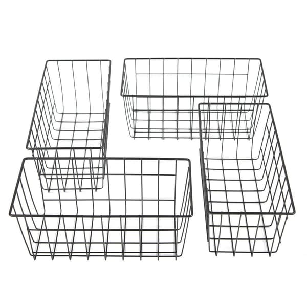 Metal Vægbasket til Opbevaring, Jernmateriale, 30x14x13,3 cm Dimensioner,sort