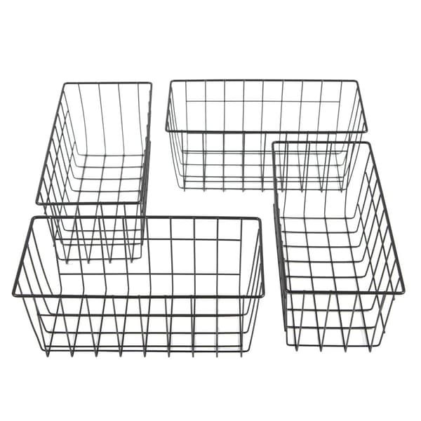 Metal Vægbasket til Opbevaring, Jernmateriale, 30x14x13,3 cm Dimensioner,sort