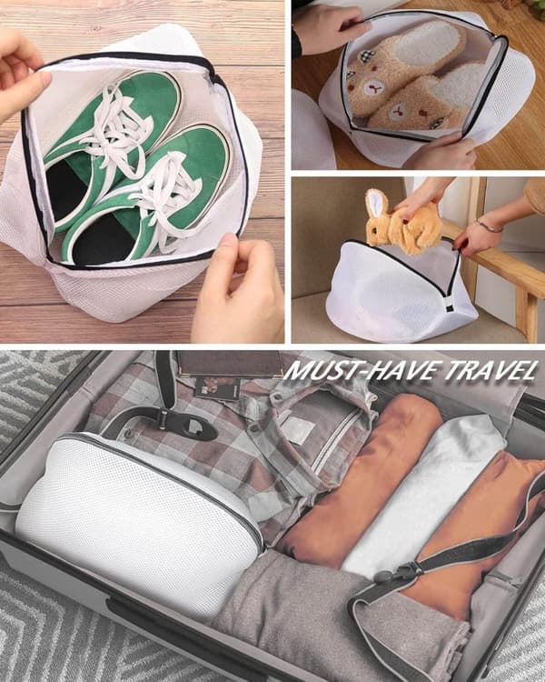 Skovaskepose, Premium Mesh, Skovaskepose, Sneakers, Netto Taske med høj beskyttelse til vaskemaskine, Opbevaring og rejser