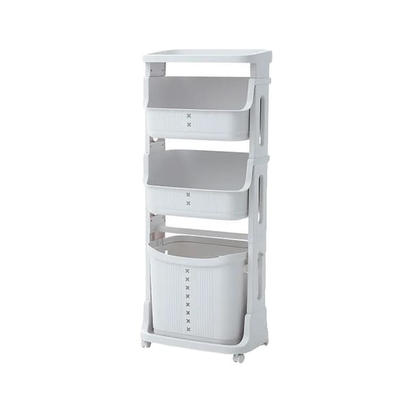 Multi-lags Vasketøjskurv, Moderne PP Materiale, Fritstående Design,Hvid - 4 niveauer