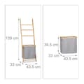 Miniatyrbild 4 av 6: Relaxdays Bamboo Handduksställ Tvättkorg Stege Stege Tvättpåse HxBxD: 139 x 43,5 x 33cm, Naturlig