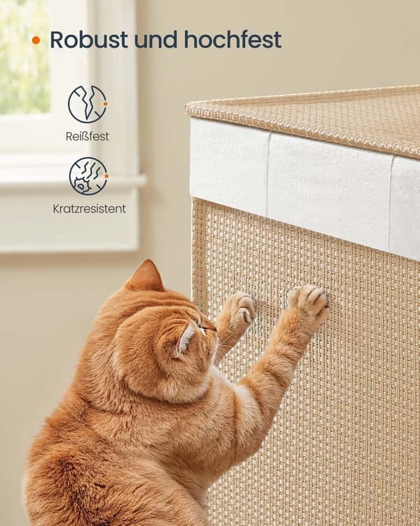 ROOTZ 100L Vaskeri Kurv - Tøj Hamper - Vaskbakke - 2 rum - Stål & polyester - Naturlig beige/hvid - 46,5 cm x 37,5 cm x 65 cm