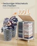 Miniatyrbillede 5 af 7: ROOTZ 100L Vaskeri Kurv - Tøj Hamper - Vaskbakke - 2 rum - Stål & polyester - Naturlig beige/hvid - 46,5 cm x 37,5 cm x 65 cm