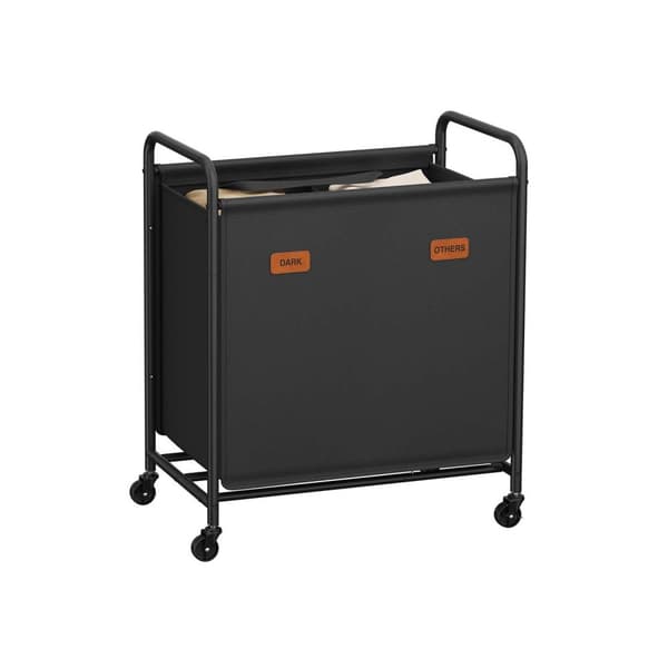Rootz vaskeri kurv - hæmmer - tøjsortering - 2 rum - rullende - 140L kapacitet - 59 cm x 40 cm x 91 cm