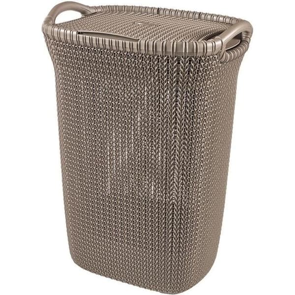 CURVER Tvättkista 57 L - Stickad look - Brun - Med handtag och lock på locket