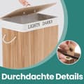 Miniatyrbillede 4 af 5: Rootz Bamboo Vaskeri Kurv - Tøj Hamper - Vaskarrangør - Dobbeltrum - 52 cm x 63 cm x 32 cm