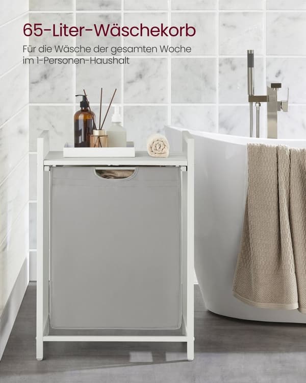Rootz vaskeri samler med hylde - tøjarrangør - opbevaringskurv - Oxford -væv - 50 cm x 33 cm x 72 cm - Max Load 30 kg