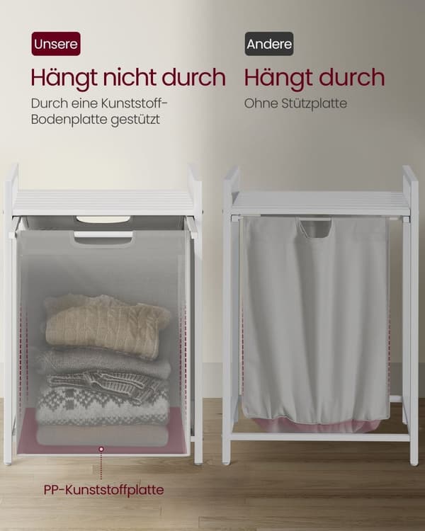 Rootz vaskeri samler med hylde - tøjarrangør - opbevaringskurv - Oxford -væv - 50 cm x 33 cm x 72 cm - Max Load 30 kg