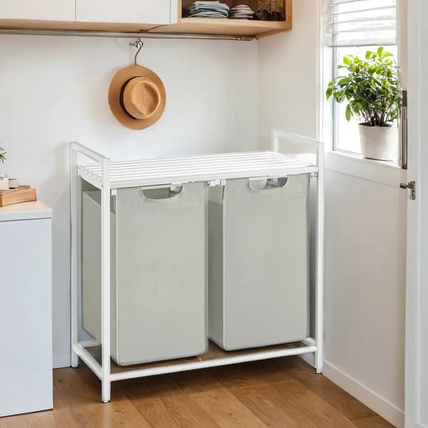 Rootz vaskeri kurv 2 rum - vaskeri samler - vaskeri - pladsbesparende hylde - 73 x 33 x 72 cm