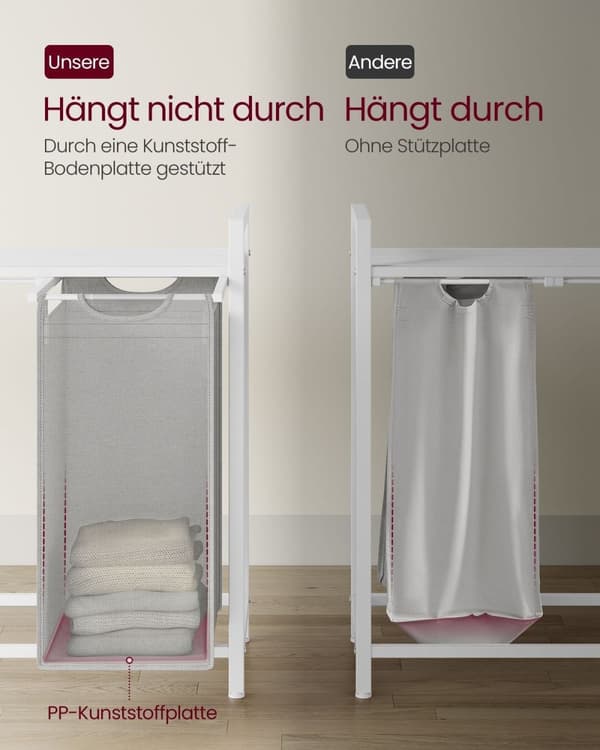 Rootz vaskeri kurv 3 rum - tøjsortering - organisering af skraldespande - 3 x 38L kapacitet - 92,5 cm x 33 cm x 72 cm - Oxford stof