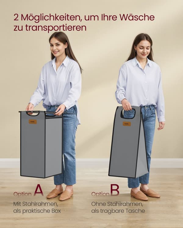 Rootz vaskeri Kurvarrangør - tøjsortering - hæmmer med 3 rum - Oxford -stof - 68,6 cm x 33 cm x 80,5 cm