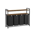 Miniatyrbillede 1 af 6: Rootz vaskeri kurv 4 rum - tøjarrangør - opbevaringsenhed - brun -sort - MDF & stål - 115,6 cm x 33 cm x 92 cm