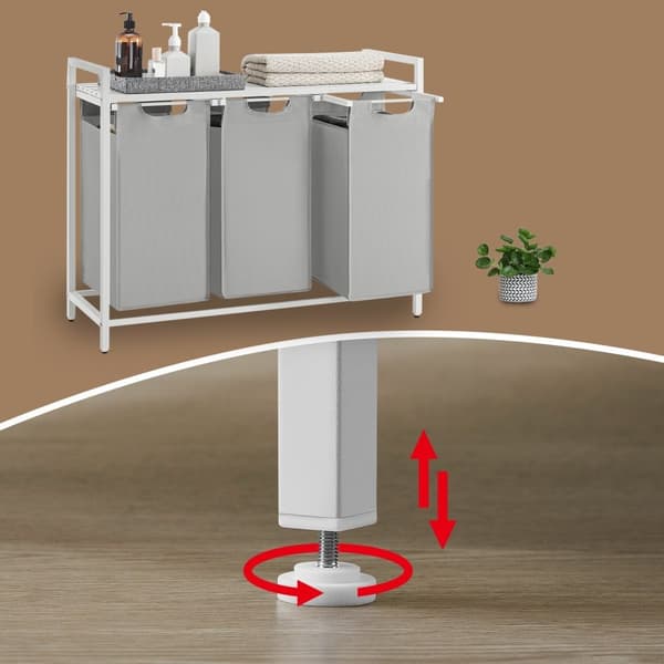 Rootz vaskeri kurv 3 rum - vaskeri samler - vaskeri - organiseret opbevaring - 92,5 cm x 33 cm x 72 cm