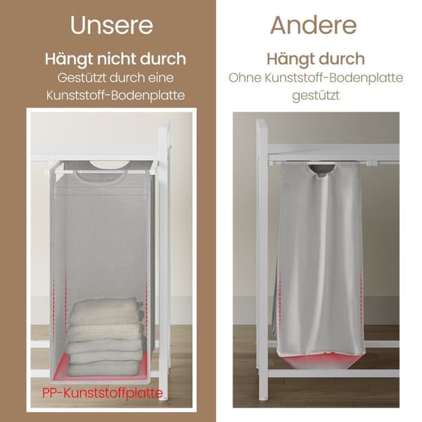 Rootz vaskeri kurv 3 rum - vaskeri samler - vaskeri - organiseret opbevaring - 92,5 cm x 33 cm x 72 cm