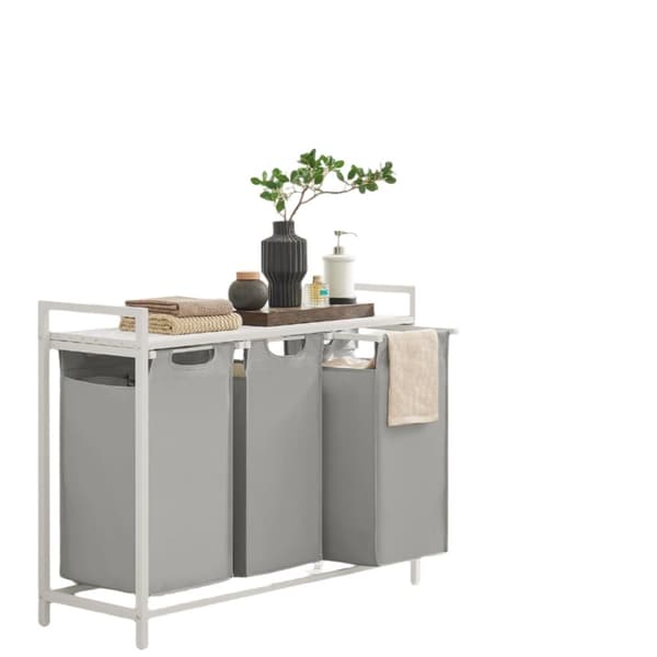 Rootz vaskeri kurv 3 rum - vaskeri samler - vaskeri - organiseret opbevaring - 92,5 cm x 33 cm x 72 cm