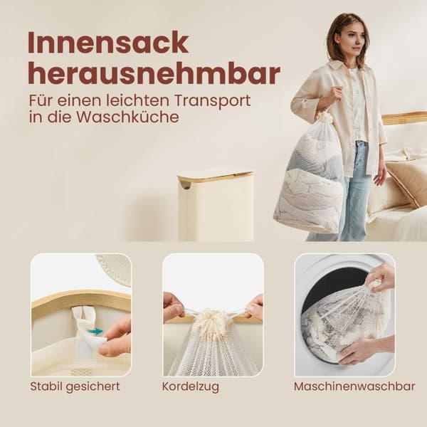 Rootz vaskeri kurv - tøjopsamler - hæmmer med låg - 65L kapacitet - 600d Oxford væv - 42 cm x 22,5 cm x 70,5 cm