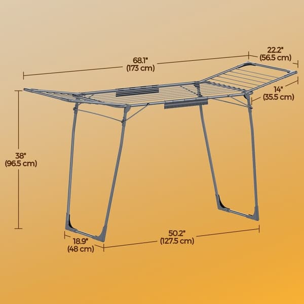 Rootz Wing vaskerat - Parkeringstørrer - Rumbesparende tøj Airer - Foldbart design - Steel & Pp - 56.5x173x96.5cm