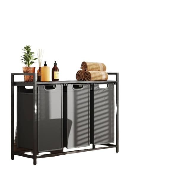 Rootz 3 Rum Vaskeri Kurv - Vaskeri Collector - Vaskeri Boks - 92,5 x 33 x 72 cm - MDF & stål